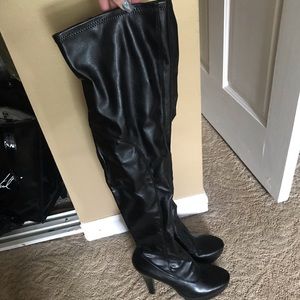 Nine West Black Platform Thigh High Boots